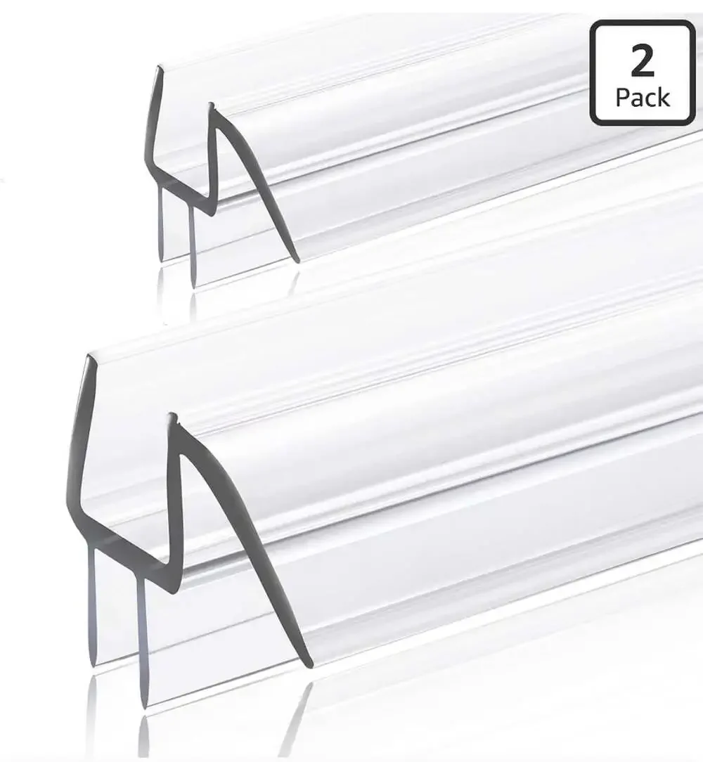 Frameless Glass Shower Door Bottom Seal Strip, 10mm, 2-Pack